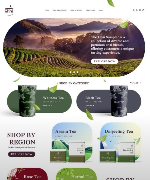 Tea DTC brand landing page design